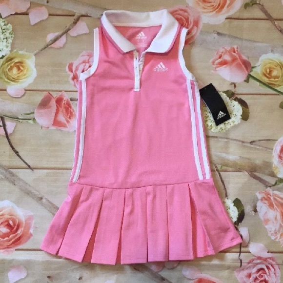 pink and white adidas dress